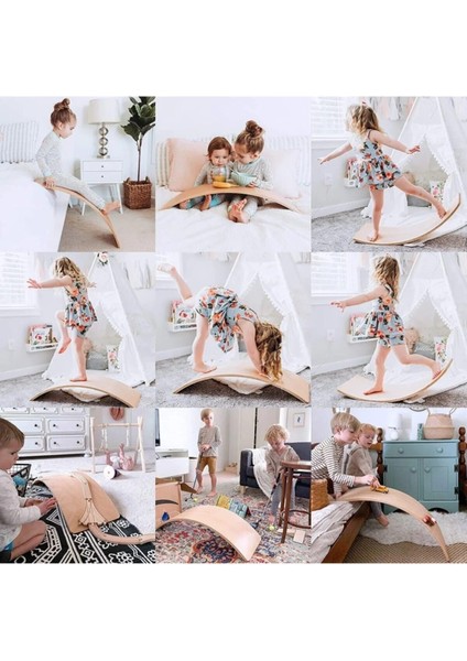 Denge Tahtası Balance Board Doğal Ahşap Çocuk Oyuncak