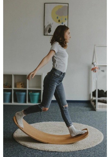 Denge Tahtası Balance Board Doğal Ahşap Çocuk Oyuncak