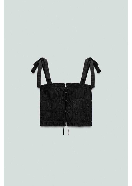 Zara, Taşlı Fiyonk Detaylı Poplin Bluz ABZRA1118 fırsatları