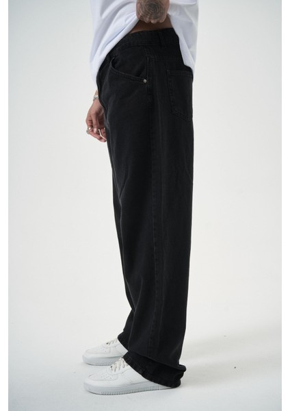 Erkek Washed Baggy Pantolon Siyah