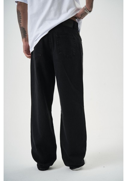 Erkek Washed Baggy Pantolon Siyah