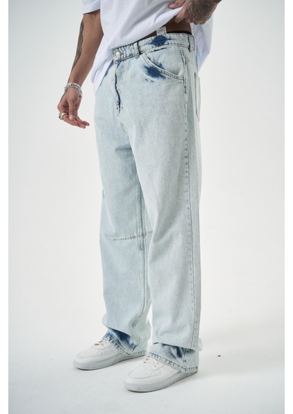Erkek Washed Baggy Pantolon A.mavi