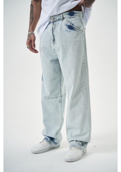 Erkek Washed Baggy Pantolon A.mavi