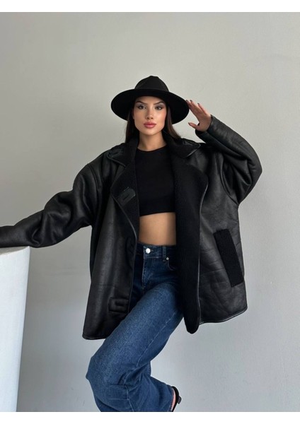 Dokulu Süet Içi Kürk Oversize Zr Mont