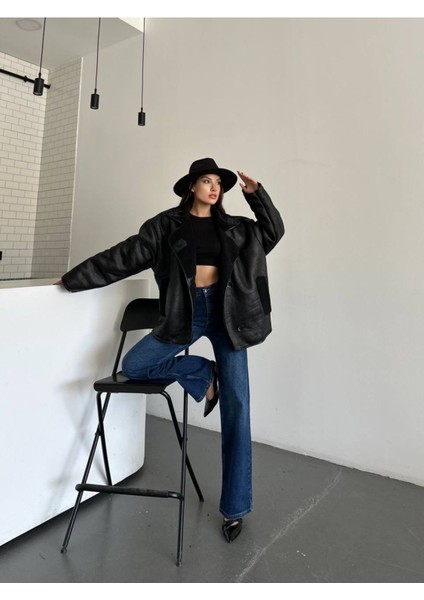 Dokulu Süet Içi Kürk Oversize Zr Mont