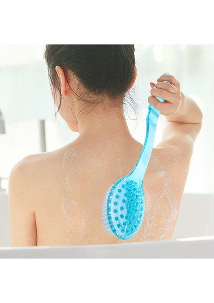 Uzun Saplı Plastik Vücut Banyo Duş Sırt Fırçası Scrubber Cilt Temizleme Masaj Aleti Mavi (Yurt Dışından) fırsatları