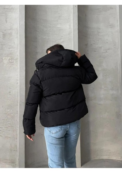 Kadın Siyah Kapüşonlu Şişme Mont Ss indirimleri