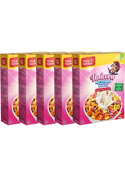 Turk Garden Unicorn Renkli Halka Mısır Gevreği 500 gr 5'li Paket
