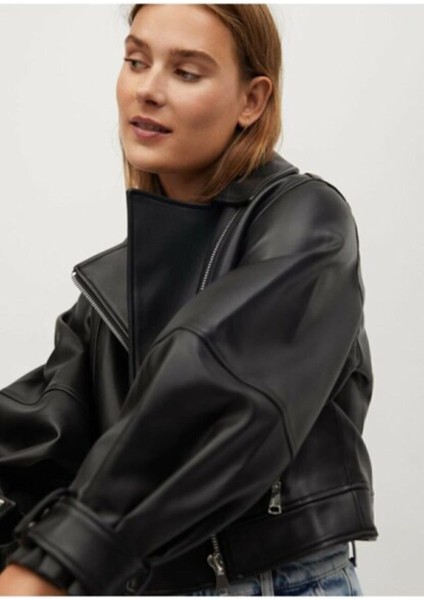 Kadın Siyah Oversize Deri Ceket fiyatları