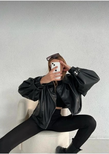 Balon Kol Siyah Deri Ceket fiyatları