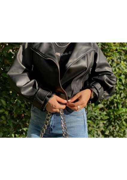 Siyah Balon Kol Deri Ceket fiyatları