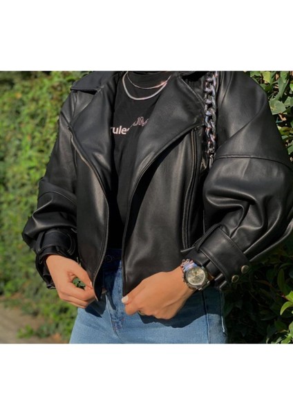 Siyah Balon Kol Deri Ceket modelleri