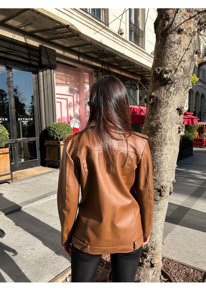 Kadın Oversize Biker Deri Ceket modelleri
