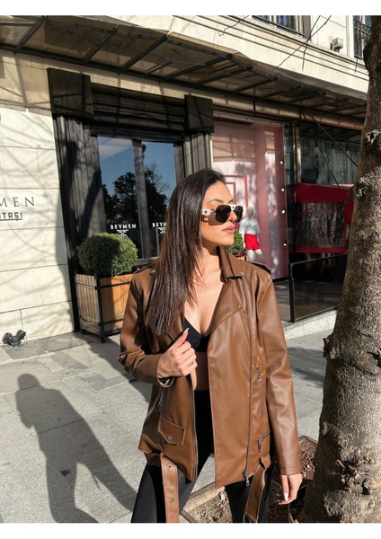 Kadın Oversize Biker Deri Ceket indirimleri