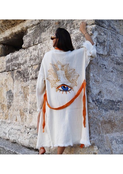 Müslin Kimono %100 Pamuklu Yoga Meditasyon Baskılı Desenli Bornoz Kaftan Sabahlık modelleri
