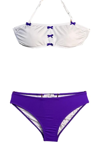 Halter Yaka Fiyonk Detaylı 50UV Kız Çocuk Bikini Takımı By Nessi Byrd