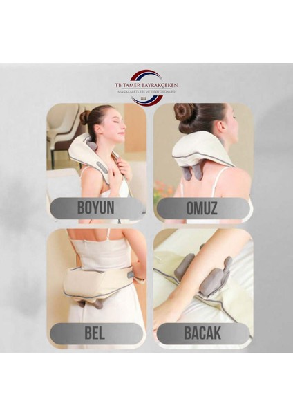 Ovmalı Isıtmalı Yoğurmalı Boyun Sırt Bel Masaj Aleti Akupunktur Dayanaklı Şarjlı Çok Amaçlı Masaj Cihazı indirimleri