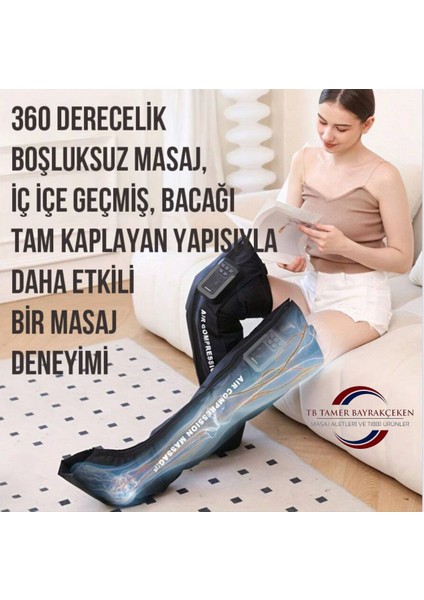 Hava Basınçlı 5 Odalı Giyilebilir Ayak ve Tüm Bacak Masaj Aleti