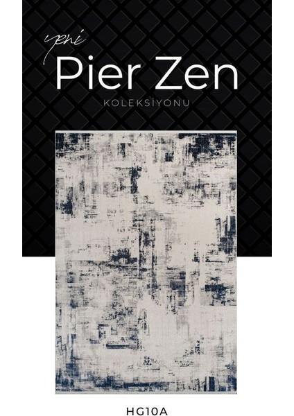 Pier Zen HG10A Krem Lacivert Viskon Akrilik Yumuşak Leke Tutmaz Silinebilir Halı