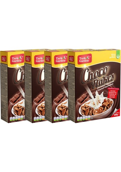 Turk Garden Choco Flakes Kakaolu Mısır Gevreği 500 gr 4'li Paket