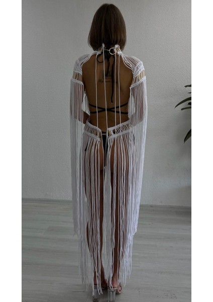 Tassel Hand Beach Elbise - Beyaz indirimleri
