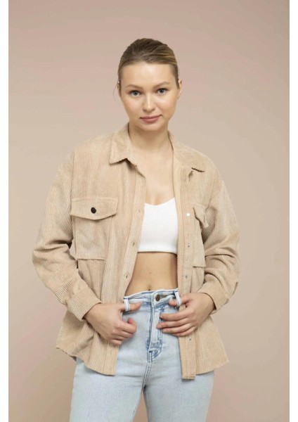 Kadın Kum Kadife Hafif Oversize Gömlek fiyatları