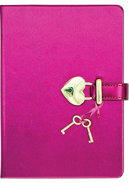 Victoria's Journals Hush Hush Kilitli Kutulu Metalik Çizgili Defter Koyu Pembe 124-1913