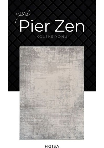 Pier Zen HG13A Krem Gri Viskon Akrilik Yumuşak Leke Tutmaz Silinebilir Halı