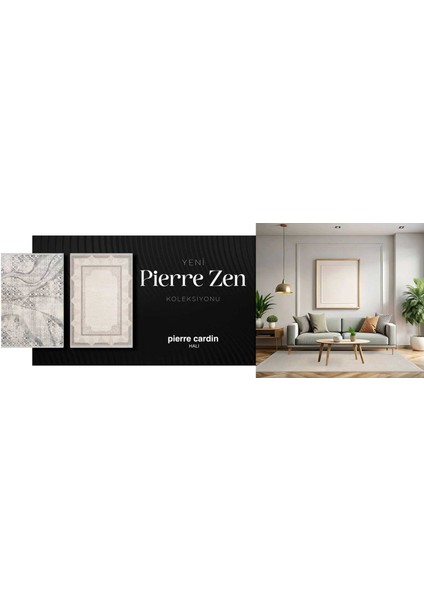 Pier Zen HG13A Krem Gri Viskon Akrilik Yumuşak Leke Tutmaz Silinebilir Halı