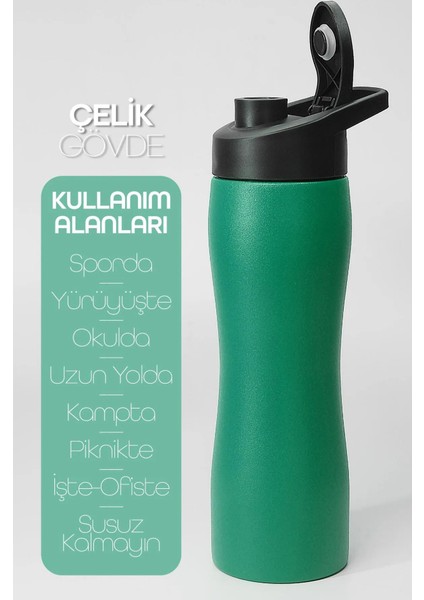Paslanmaz Çelik Matara - 304 Çelik Spor Suluk Bpa Içermez Taşınabilir Tasarım - Yeşil Renk