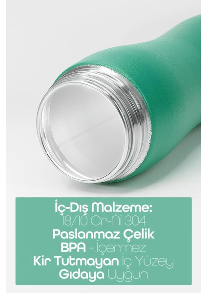 Paslanmaz Çelik Matara - 304 Çelik Spor Suluk Bpa Içermez Taşınabilir Tasarım - Yeşil Renk