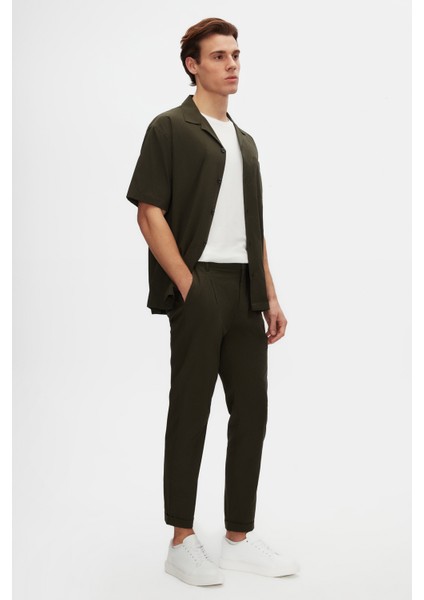 Relaxed Fit Haki Ince ve Hafif Rpt Jogger Pantolon