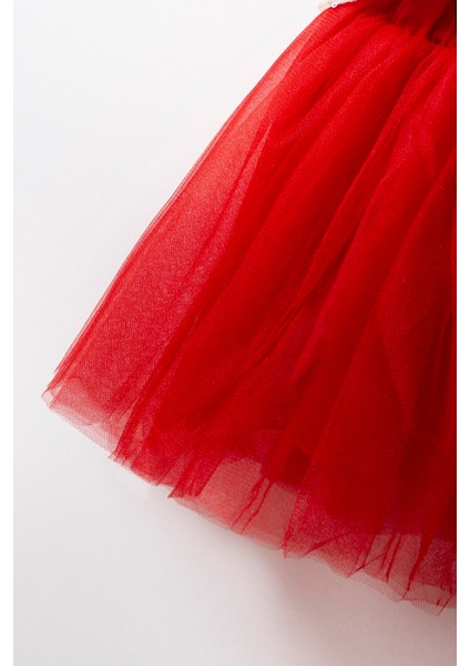 Kız Çocuk Kırmızı Tüllü Payetli Takım - Parlak Beyaz Bluzlu Özel Gün Kombini fiyatları