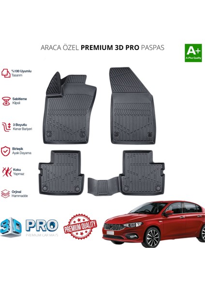 Egea Sedan Araca Özel 3D Paspas 2015 2016 2017 2018 2019 2020