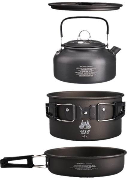 3 Parçalı Set, Taşınabilir, 1-2 Kişi, Dış Mekan Pişirme Seti, Kamp, Piknik, Pişirme Gereçleri (Yurt Dışından)