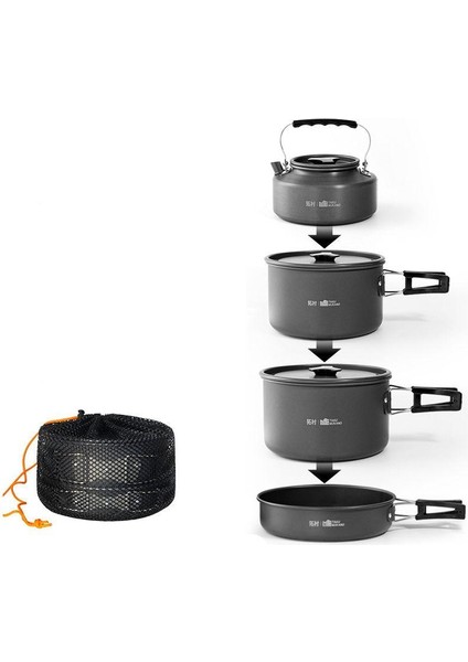 4 Parçalı Set, Taşınabilir, 4-7 Kişi, Dış Mekan, Pişirme Seti, Kamp, Piknik, Pişirme Gereçleri (Yurt Dışından)