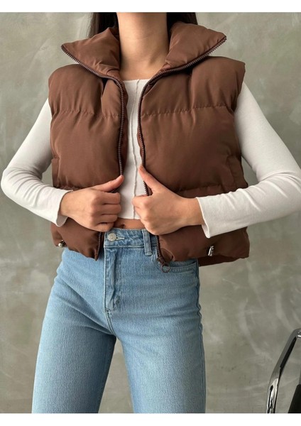 Kadın Kısa Crop Şişme Yelek fırsatları