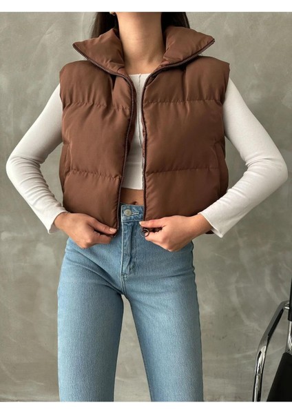 Kadın Kısa Crop Şişme Yelek indirimleri