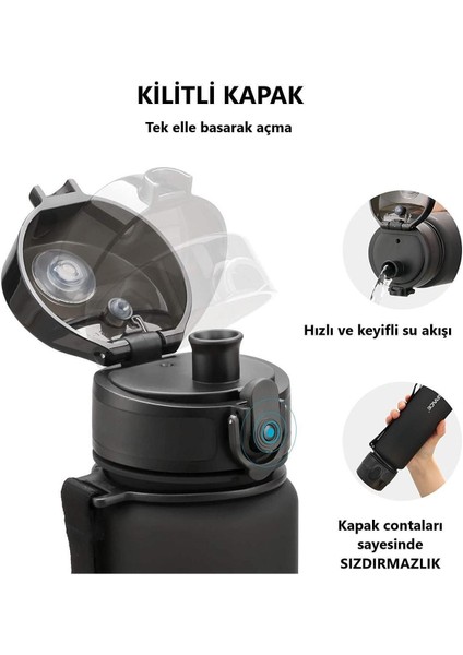 2li Set 1000ML 1litre Tritan Su Matarası