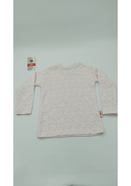 Kız Çocuk Desenli Pembe Renk Tek Üst