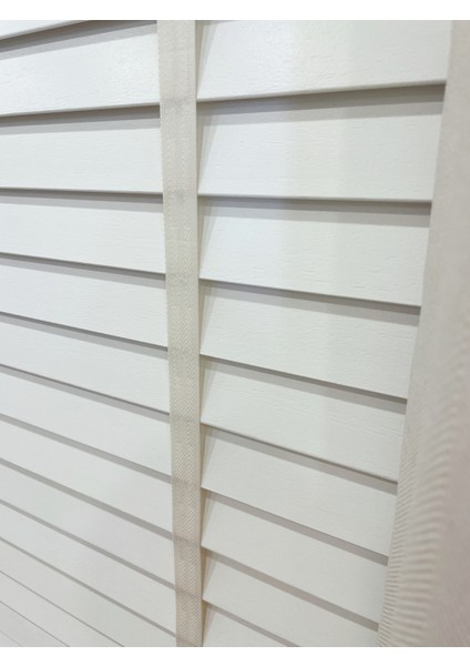 Krem Rengi Orijinal Ahşap Jaluzi Perde 50 mm Ofis Modern ve Tüm Mekanlar Için