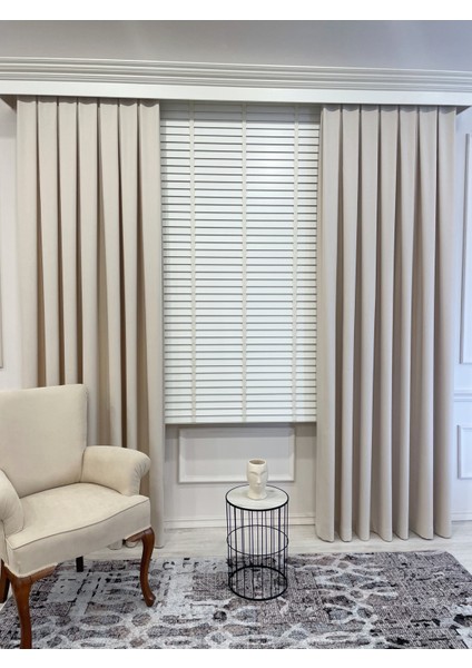 Krem Rengi %100 Orijinal Ahşap Jaluzi Perde 50 Mm Ofis Modern Ve Tüm Mekanlar Için
