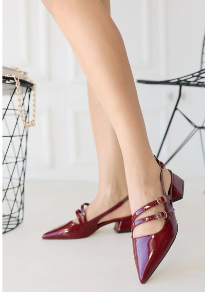Yiani Bordo Rugan Topuklu Ayakkabı fiyatları