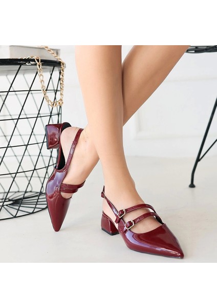 Yiani Bordo Rugan Topuklu Ayakkabı modelleri
