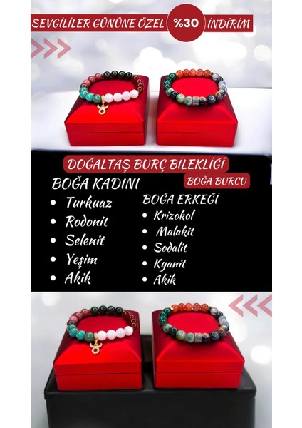 Doğal Taş Boğa Burcu Bileklik. Özel Işıklı Kutusuyla Birlikte Gönderim Sağlanacaktır. fiyatları