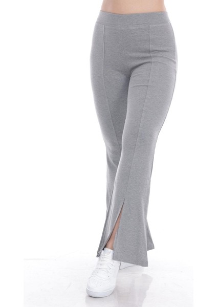 Gri Yırtmaçlı Ispanyol Paça Tayt