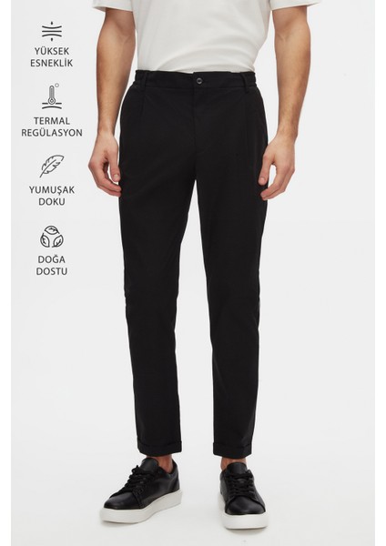 Relaxed Fit Siyah Ince ve Hafif Rpt Jogger Pantolon