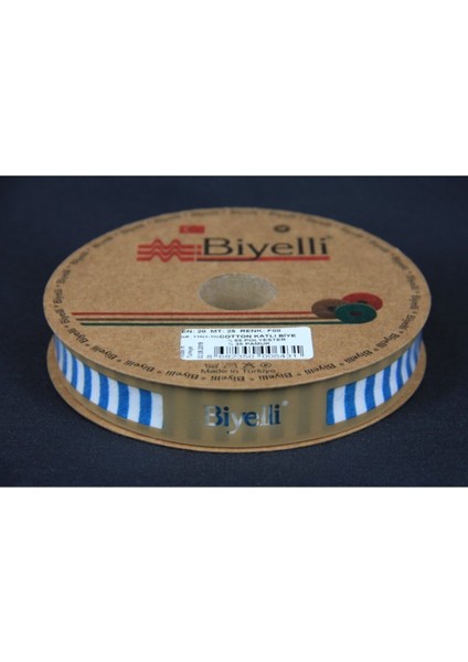 Biye Kalın Çizgili Katlı F08 Petrol 2 cm 25 Metre %65 Koton %35 Polyester
