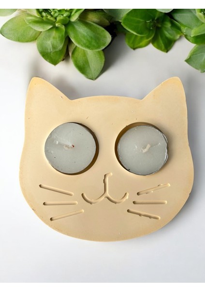 Sarı Kedi Şekilli Beton Mumluk - El Yapımı Dekoratif Çay Işığı Tealight Mumluk - Minimalist Kedi Temalı Ev Dekoru- Aromaterapi fiyatları
