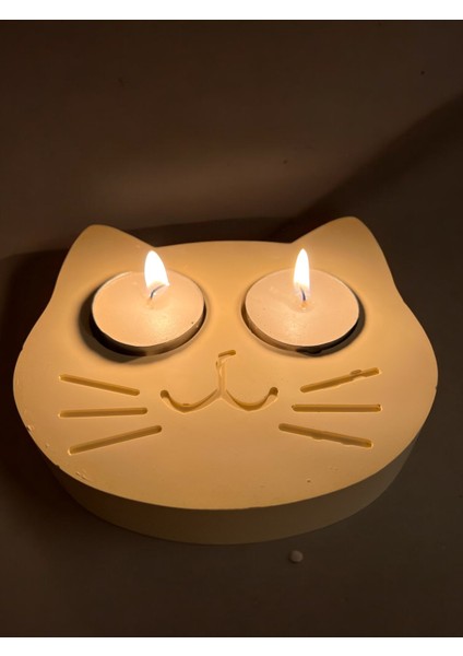 Sarı Kedi Şekilli Beton Mumluk - El Yapımı Dekoratif Çay Işığı Tealight Mumluk - Minimalist Kedi Temalı Ev Dekoru- Aromaterapi fırsatları